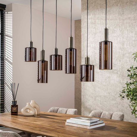 Hanging lamps - Modern Hanging Lamp Aureo 6 - light Sienna Brown 118 cm - Dimehouse