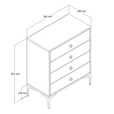 Chests of drawers - Chest of drawers Lizbon Walnut Anthracite Melamine 76x90.7x40 cm - 4 drawers - Dimehouse