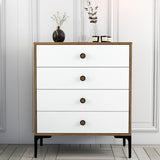 Chests of drawers - Chest of drawers Lizbon Walnut White Melamine 76x90.7x40 cm - 4 drawers - Dimehouse