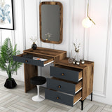 Chests of drawers - Chest of drawers Dressing table Lizbon Walnut Anthracite Melamine 124x84.7x40 cm - Dimehouse