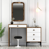 Chests of drawers - Chest of drawers Dressing table Lizbon Walnut White Melamine 124x84.7x40 cm - Dimehouse
