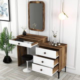 Chests of drawers - Chest of drawers Dressing table Lizbon Walnut White Melamine 124x84.7x40 cm - Dimehouse