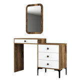 Chests of drawers - Chest of drawers Dressing table Lizbon Walnut White Melamine 124x84.7x40 cm - Dimehouse