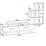 TV Furniture - TV Furniture Set Flora S Walnut White Melamine 205x50x36.8 cm - Dimehouse