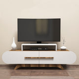TV Furniture - TV Furniture Rose Walnut White Melamine 145x49.8x36.8 cm - Dimehouse