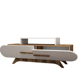 TV Furniture - TV Furniture Rose Walnut White Melamine 145x49.8x36.8 cm - Dimehouse