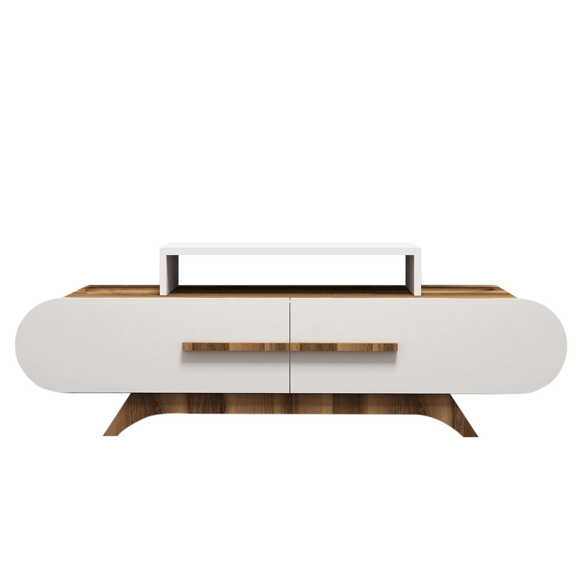 TV Furniture - TV Furniture Rose Walnut White Melamine 145x49.8x36.8 cm - Dimehouse