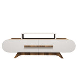 TV Furniture - TV Furniture Rose Walnut White Melamine 145x49.8x36.8 cm - Dimehouse