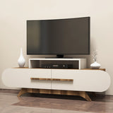 TV Furniture - TV Furniture Rose Walnut Cream Melamine 145x49.8x36.8 cm - Dimehouse