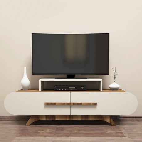 TV Furniture - TV Furniture Rose Walnut Cream Melamine 145x49.8x36.8 cm - Dimehouse