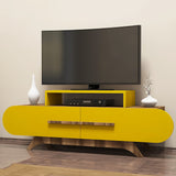 TV Furniture - TV Furniture Rose Walnut Yellow Melamine 145x49.8x36.8 cm - Dimehouse