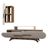 TV Furniture - TV Furniture Set Rose Walnut White Melamine 145x49.8x36.8 cm - Dimehouse