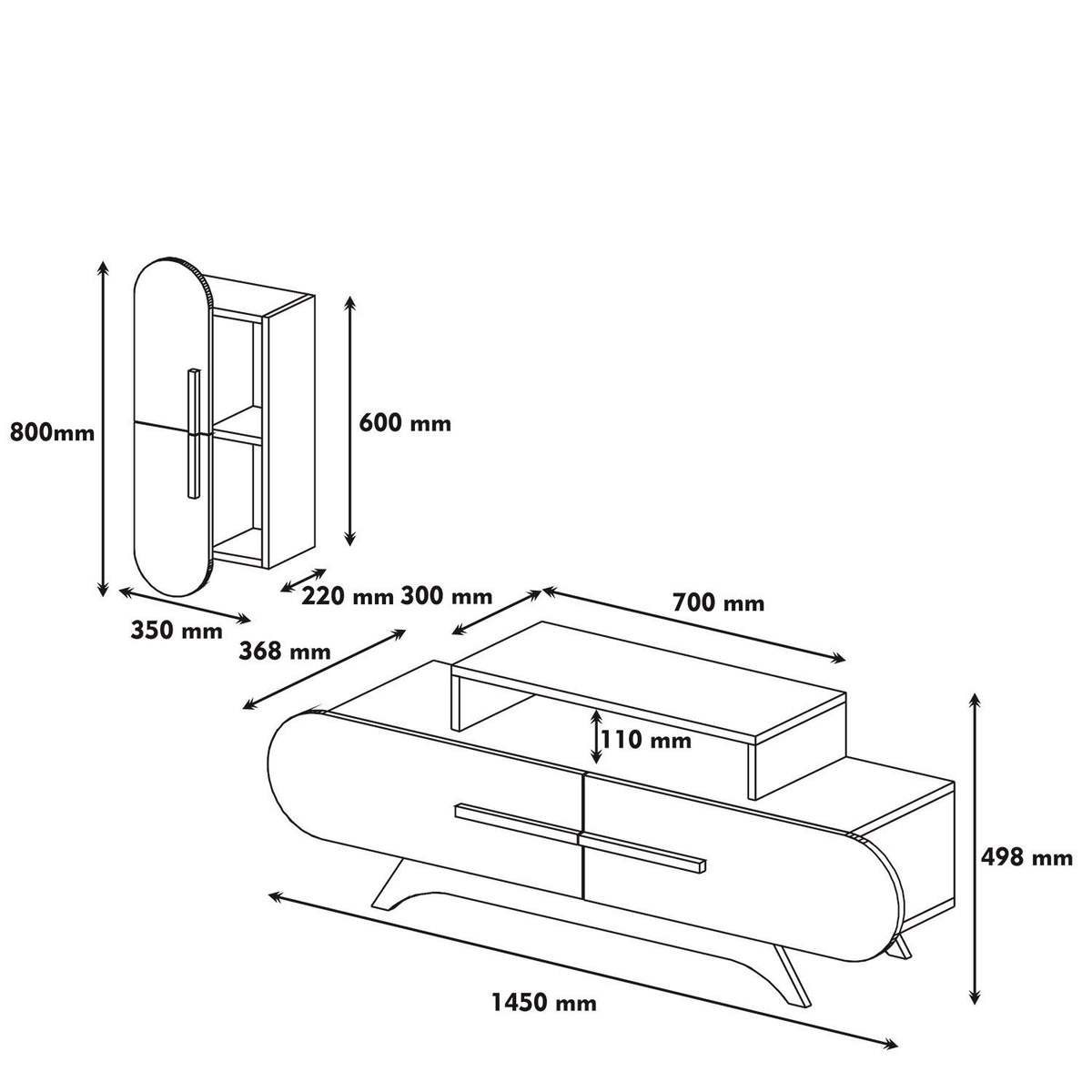 TV Furniture - TV Furniture Set Rose Walnut White Melamine 145x49.8x36.8 cm - Dimehouse