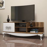 TV Furniture - TV Furniture Sultan Walnut White Melamine 130x50.6x45 cm - Dimehouse