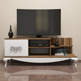 TV Furniture - TV Furniture Sultan Walnut White Melamine 130x50.6x45 cm - Dimehouse