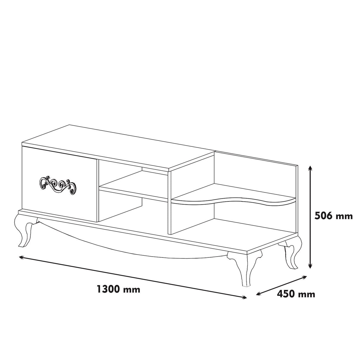 TV Furniture - TV Furniture Sultan Walnut White Melamine 130x50.6x45 cm - Dimehouse