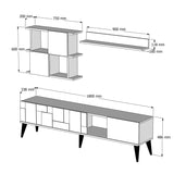 TV Furniture - TV Furniture Set Madrid Walnut Anthracite Melamine 180x48.6x33.8 cm - Dimehouse