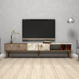TV Furniture - TV Furniture Milan Walnut White Marble Melamine 180x40x35 cm - Dimehouse