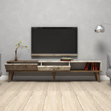 TV Furniture - TV Furniture Milan Walnut White Marble Melamine 180x40x35 cm - Dimehouse