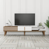 TV Furniture - TV Furniture Milan Alt Walnut White Melamine 180x40x35 cm - Dimehouse
