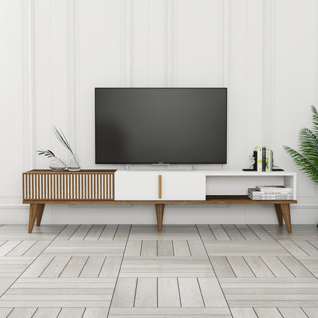 TV Furniture - TV Furniture Milan Alt Walnut White Melamine 180x40x35 cm - Dimehouse