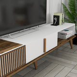 TV Furniture - TV Furniture Milan Alt Walnut White Melamine 180x40x35 cm - Dimehouse