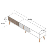 TV Furniture - TV Furniture Milan Alt Walnut White Melamine 180x40x35 cm - Dimehouse
