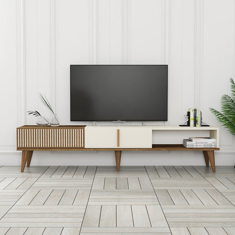 TV Furniture - TV Furniture Milan Alt Walnut Cream Melamine 180x40x35 cm - Dimehouse
