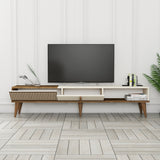 TV Furniture - TV Furniture Milan Alt Walnut Cream Melamine 180x40x35 cm - Dimehouse