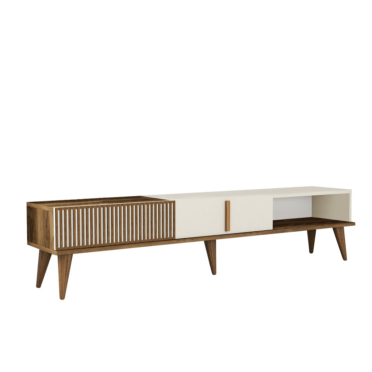 TV Furniture - TV Furniture Milan Alt Walnut Cream Melamine 180x40x35 cm - Dimehouse