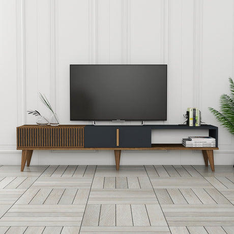 TV Furniture - TV Furniture Milan Alt Walnut Anthracite Melamine 180x40x35 cm - Dimehouse