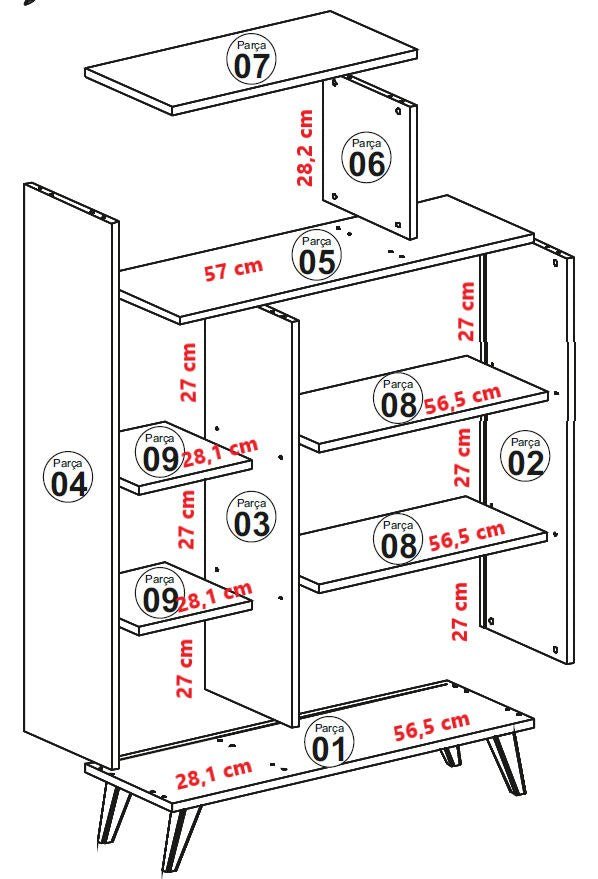 Bookcases - Scandinavian bookcase white melamine Form 90x132x32 cm - Dimehouse