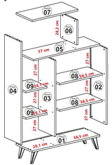 Bookcases - Scandinavian bookcase white melamine Form 90x132x32 cm - Dimehouse