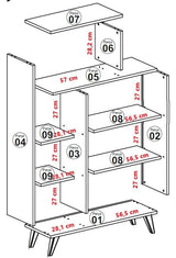 Bookcases - Scandinavian bookcase white melamine Form 90x132x32 cm - Dimehouse