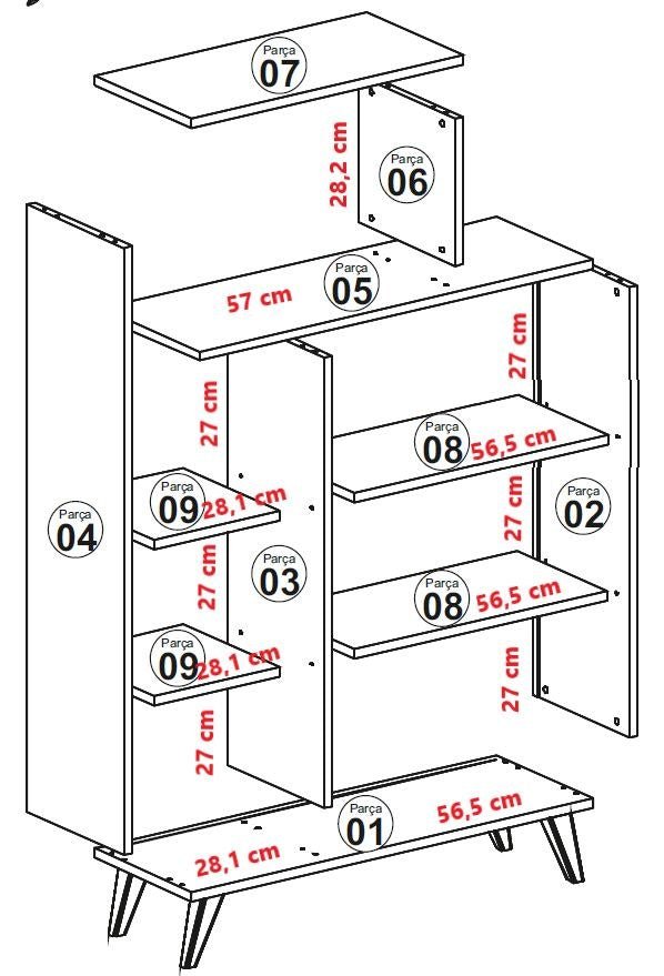 Bookcases - Scandinavian bookcase walnut white melamine Form 90x132x32 cm - Dimehouse
