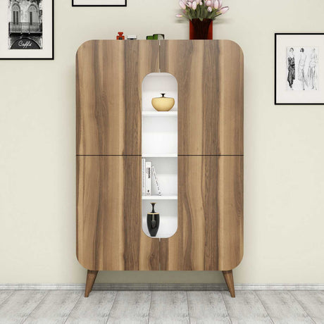 Wall cabinets - Wall cabinet Mine Walnut White Melamine 93x144x31.8 cm - Dimehouse
