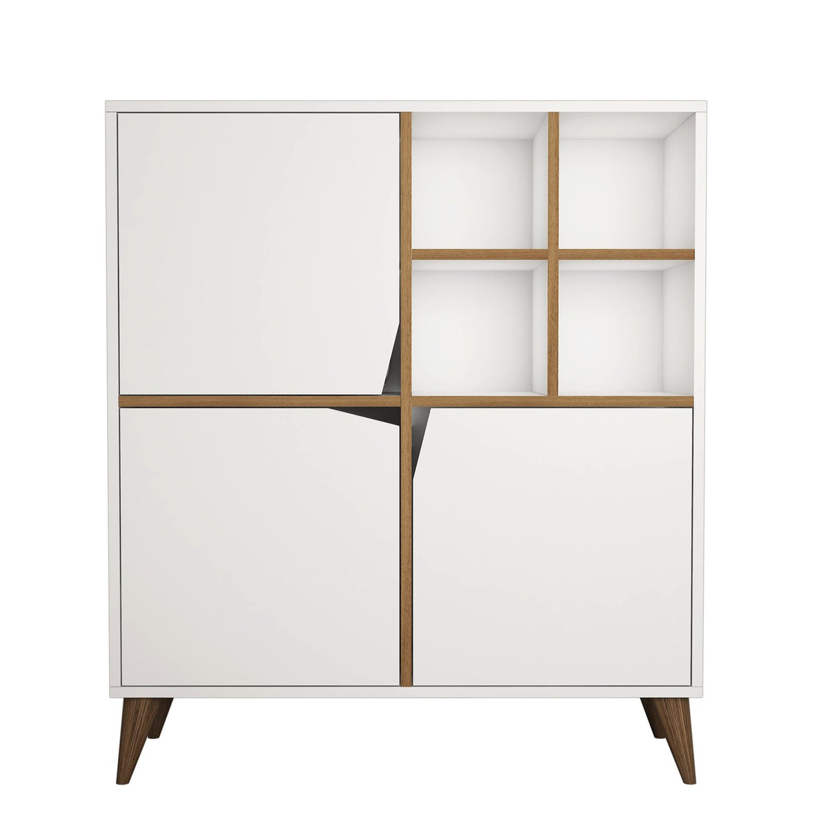 Wall cabinets - Wall cabinet Pulse White Walnut Melamine 100x115x30 cm - Dimehouse