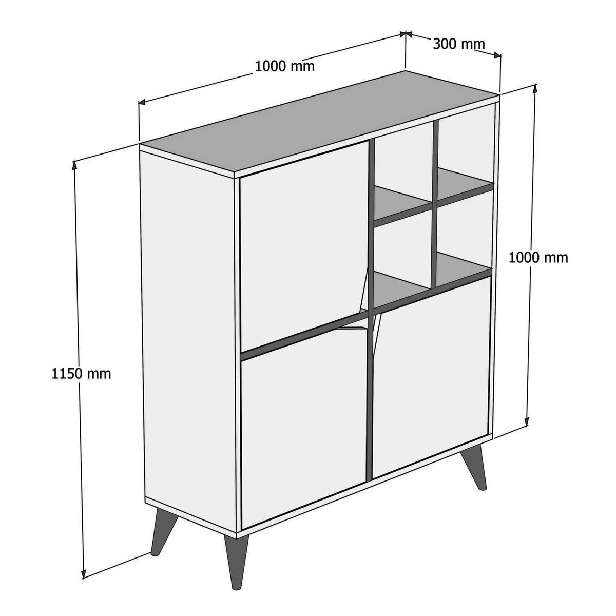 Wall cabinets - Wall cabinet Pulse White Walnut Melamine 100x115x30 cm - Dimehouse