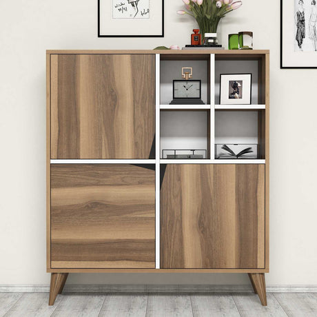 Wall cabinets - Wall cabinet Pulse Walnut White Melamine 100x115x30 cm - Dimehouse