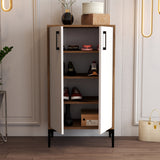 Shoe cabinets - Shoe cabinet Prag Walnut White Melamine 60x111x35 cm - Dimehouse