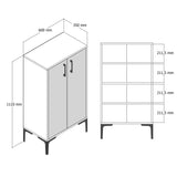 Shoe cabinets - Shoe cabinet Prag Walnut White Melamine 60x111x35 cm - Dimehouse