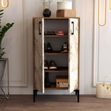 Shoe cabinets - Shoe cabinet Prag Walnut White Marble Melamine 60x111x35 cm - Dimehouse