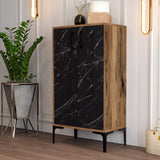 Shoe cabinets - Shoe cabinet Prag Walnut Black Melamine 60x111x35 cm - Dimehouse