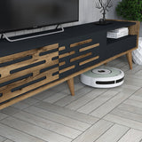 TV Furniture - TV Furniture Set Valensiya Walnut Anthracite Melamine 180x35x45 cm - Dimehouse