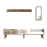 TV Furniture - TV Furniture Set Valensiya Walnut White Melamine 180x35x45 cm - Dimehouse