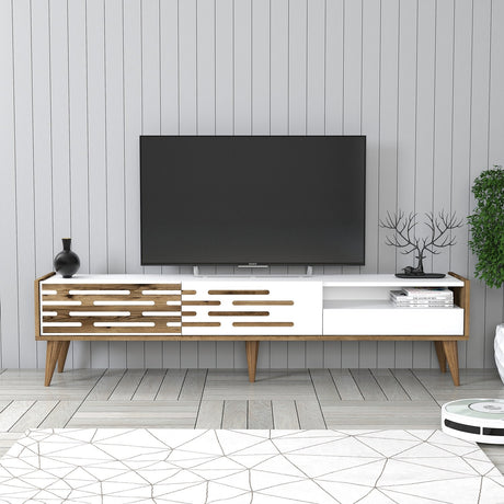 TV Furniture - TV Furniture Valensiya Walnut White Melamine 180x35x45 cm - Dimehouse