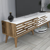 TV Furniture - TV Furniture Set Valensiya Walnut White Melamine 140x35x45 cm - Dimehouse