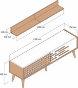 TV Furniture - TV Furniture Set Valensiya Walnut White Melamine 140x35x45 cm - Dimehouse