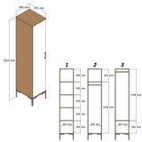 Wardrobes - Wardrobe Kumual P Walnut Anthracite Melamine 40x47.5x201.4 cm - Dimehouse