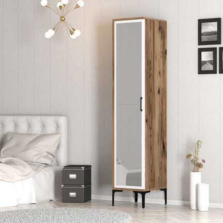 Wardrobes - Wardrobe Kumual R Walnut White Melamine 40x47.5x201.4 cm - Dimehouse